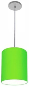 Luminária Pendente Vivare Free Lux Md-4103 Cúpula em Tecido - Verde-Limão - Canopla cinza e fio transparente