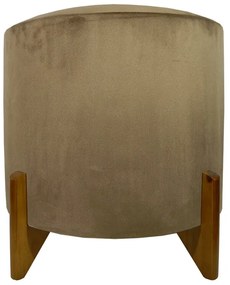 Puff Redondo Evo Peach em Veludo com Pés Escandinavo - Caqui - Grande 45cm