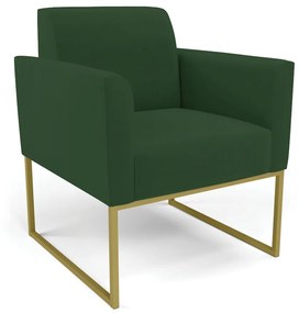 Poltrona Base Industrial Dourado Marisa Veludo Verde D03 - D'Rossi