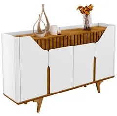 Buffet Aparador 4 Portas 160cm Melissa B02 Branco/Naturalle - Mpozenat