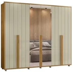 Guarda Roupa Casal 278cm 6 Portas 4 Espelhos Zac Opala/Cumaru Z10 - Mp