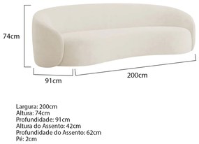 Kit Sofá 3 Lugares 200cm e 2 Poltronas Orgânica Luxo Recepção Amore Bouclé - ADJ Decor