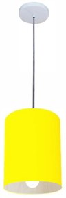 Lustre Pendente Cilíndrico Vivare Md-4200 Cúpula em Tecido 14x15cm - Bivolt - Amarelo - 110V/220V