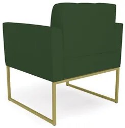 Poltrona Decorativa Base Industrial Dourado Ana Veludo Luxo Verde - Ib