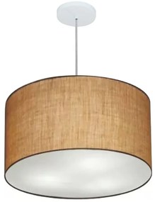 Lustre Pendente Cilíndrico Md-4250 Cúpula em Tecido 45x30cm Palha - Bivolt