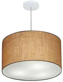 Lustre Pendente Cilíndrico Md-4250 Cúpula em Tecido 45x30cm Palha - Bivolt