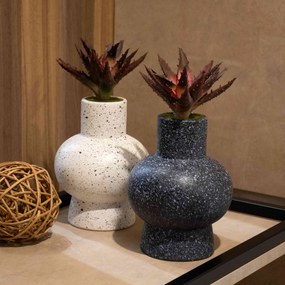 Vaso Decorativo em Cerâmica Flocos Preto 20x13 cm - D'Rossi