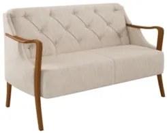 Poltrona Namoradeira 2 Lugares 135cm Capitonê Lapa Z32 Linho Cru Liso