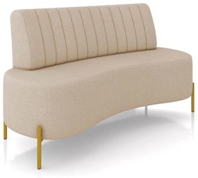 Sofá 2 Lugares Living 160cm Pé Ferro Dourado Maraú Linho K01 - D'Rossi - Bege