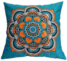 Almofada Mandala Indiana 45x45cm Várias Estampas - Laranja - Com Enchimento