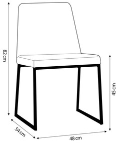 Kit 2 Cadeiras de Jantar Decorativa Base Aço Preto Javé Linho Azul Claro G17 - Gran Belo