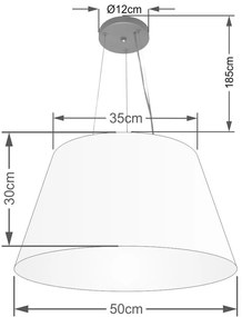 Lustre Pendente Cone Vivare Md-4141 Cúpula em Tecido 30/50x35cm - Bivolt - Branco - 110V/220V