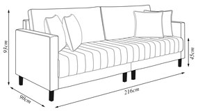 Sofá Living Decorativo Hamburgo Bipartido 2 Lugares 216cm com Almofadas Pés em Madeira Veludo Castor G33 - Gran Belo