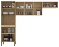 Armário de Cozinha Compacta 251cm Louis Plus Freijó/Gris Z06 - Mpozena