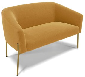 Sofá 2 Lugares Namoradeira Pé de Ferro Dourado Stella Bouclê D03 - D'Rossi - Mostarda