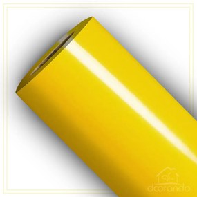 Adesivo Amarelo Gema Para Envelopamento Móveis Objetos e Paredes - Rolo = 45CM x 1METRO