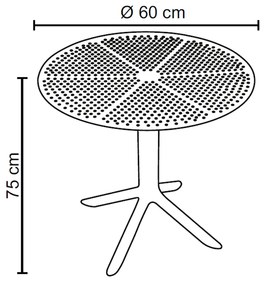 Mesa Área Externa Marina Tampo Redondo 60cm em PU Preta G56 - Gran Belo