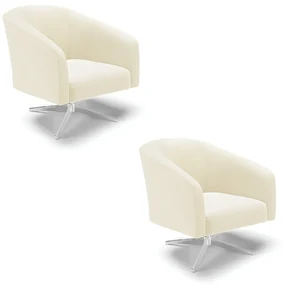 Poltrona Decorativa GiratĂłria Cromada Kit 2 Stella CotelĂŞ Int/Veludo Off White D03 - D'Rossi