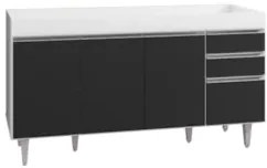 Balcão Gabinete para pia sem Tampo 150cm Marrocos Branco/Preto - Lumil