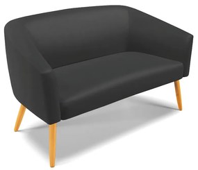 Sofá 2 Lugares Namoradeira Pé Palito Castanho Stella Sintético D03 - D'Rossi - Preto
