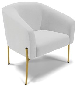 Poltrona Decorativa Pé de Ferro Dourado Stella Linho Cinza D03 - D'Rossi