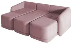 Sofá Cama Casal para Sala 306cm Polska Z08 Veludo Rosê - Mpozenato