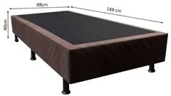 Base Box para Cama Solteiro 88x188cm Liz S05 Suede Bordado Marrom - Mp