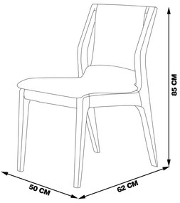 Kit 6 Cadeiras Decorativas Sala de Jantar Madeira Maciça Bruyne PU Sintético Marrom G13 - Gran Belo