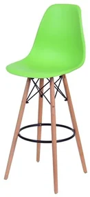 Banqueta Eames Polipropileno Verde Fosco Base Madeira - 54789 Sun House