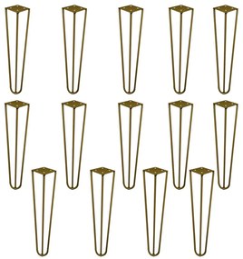 Kit 14 Pés de Metal 30 CM Hairpin Legs Mesa de Canto Rack e Puffs Dourado G41