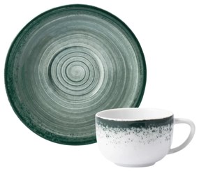 Xicara Café Com Pires 80Ml Porcelana Schmidt - Dec. Esfera Verde 2418