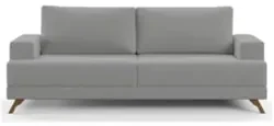 Sofá 3 Lugares 200cm Living Pés Curvos Santi D05 Suede Cinza - Mpozena