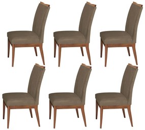 Conjunto 6 Cadeira Decorativa Leticia Aveludado Cappuccino