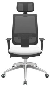 Cadeira Office Brizza Tela Preta Com Encosto Assento Aero Branco Autocompensador 126cm  - 62987 Sun House