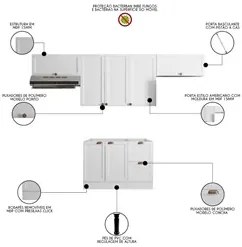 Armário de Cozinha Modulado 4 Peças Sem Tampo CJ10 Duna P09 Branco - M