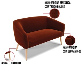 Namoradeira e 2 Poltronas Pé Palito Natural Stella Bouclê D03 - D'Rossi - Terra