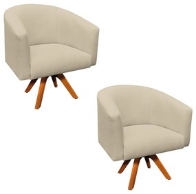 Poltrona Decorativa Giratória MM30 Kit 2 Stella Linho Areia D03 - D'Rossi