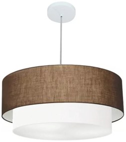 Lustre Pendente Duplo Cilíndrico Vivare Md-4352 Cúpula Tecido 55x50cm - Bivolt