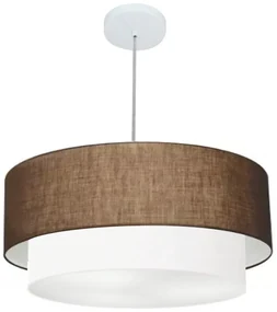 Lustre Pendente Duplo Cilíndrico Vivare Md-4352 Cúpula Tecido 55x50cm - Bivolt