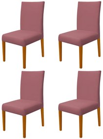 Kit 4 Cadeiras de Jantar Milan Veludo Rosê