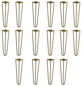 Kit 16 Pés de Metal 30 CM Hairpin Legs Mesa de Canto Rack e Puffs Dourado G41