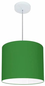 Lustre pendente cilíndrico free lux para mesa de jantar, sala, quarto, churrasqueira e balcão. - Verde-Folha - Tam: 35x25cm