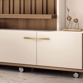 Estante de TV 60 Pol 200cm Sam Castanho/Off White H01 - D'Rossi