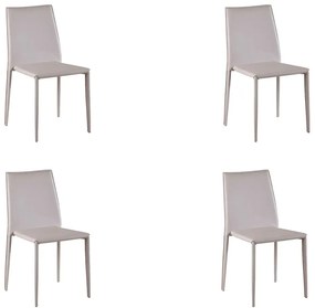 Kit 4 Cadeiras Decorativas Sala e Cozinha Karma PVC Nude G56 - Gran Belo