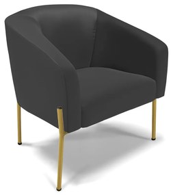 Poltrona Decorativa Pé de Ferro Dourado Stella Sintético D03 - D'Rossi - Preto