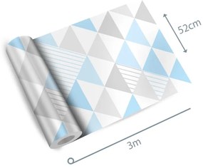 Papel de Parede Triângulo Azul Cinza e Branco
