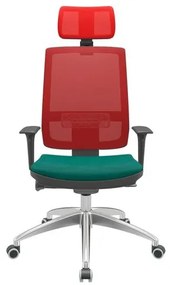 Cadeira Office Brizza Tela Vermelha Com Encosto Assento Poliéster Verde Autocompensador 126cm - 63086 Sun House