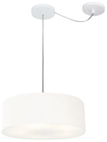 Lustre Pendente Cilíndrico Com Desvio De Centro Md-4255 Cúpula em Tecido 40x15cm Branco - Bivolt