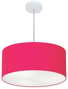 Lustre Pendente Cilíndrico Md-4049 Cúpula em Tecido 50x21cm Rosa Pink - Bivolt