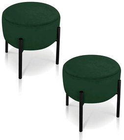 Puff Banqueta Decorativo Industrial Preto Kit 2 Iron Suede Verde D03 - D'Rossi